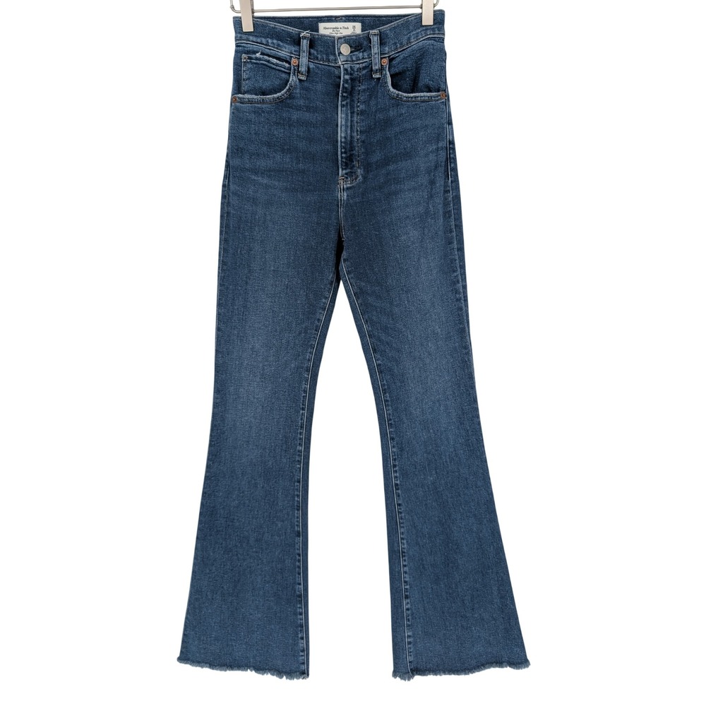 Abercrombie & Fitch The Flare Jeans Womens 26 2L Blue Ultra High Rise Raw Hem